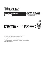 BIK BPR-5600 Owner'S Manual предпросмотр