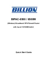 Предварительный просмотр 1 страницы Billion BIPAC-6500 Quick Start Manual