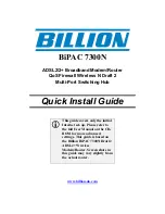 Предварительный просмотр 1 страницы Billion BiPAC 7300N Quick Install Manual