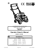 Предварительный просмотр 1 страницы Billy Goat AE400H, AE450 Operator Owner'S Manual