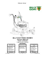 Предварительный просмотр 1 страницы Billy Goat FM3301 Owner'S Manual