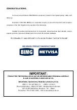 Предварительный просмотр 2 страницы BIMG METVISA FG3D Instruction Manual