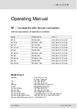 Предварительный просмотр 1 страницы Binder BF 115 Operating Manual