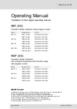 Binder KBF 115 Operating Manual preview