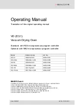 Binder VD 115 Operating Manual предпросмотр