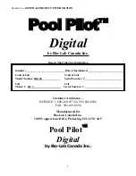 Preview for 2 page of BIO-LAB CANADA Pool Pilot Digital Installation And Operation Manual