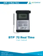 BioTempak BTP 72 Real Time User Manual preview