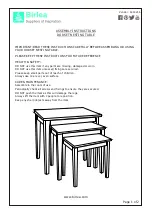 Предварительный просмотр 1 страницы Birlea DORSET NESTING TABLE S000256 Assembly Instructions