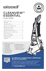 Предварительный просмотр 1 страницы Bissell CLEANVIEW ESSENTIAL 20095 Instructions Manual