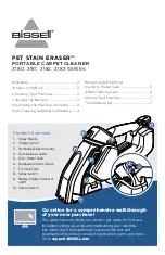 Preview for 1 page of Bissell PET STAIN ERASER 3180 Series Manual