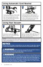 Предварительный просмотр 6 страницы Bissell POWERFORCE HELIX TURBO REWIND 1797 Series User Manual