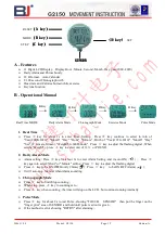 Предварительный просмотр 1 страницы BJ G2150 Movement Instruction