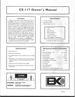 Preview for 3 page of BK Precision CS117 Owner'S Manual