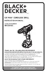 Предварительный просмотр 1 страницы Black & Decker BDCDD12C Instruction Manual