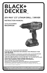 Black & Decker BDCDHP220 Instruction Manual preview