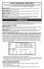 Preview for 2 page of Black & Decker BDH1725SM Instruction Manual