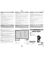 Preview for 1 page of Black & Decker BISTRO BLD100 Series Use & Care Book