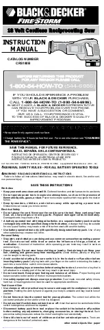 Black & Decker FIRESTORM CRS180B User Manual preview