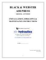 Предварительный просмотр 1 страницы Black & Webster air-hydraulics AP1900D Installation, Operating,  & Maintenance Instructions