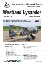 Preview for 1 page of Black Horse Model Westland Lysander Instruction Manual Book