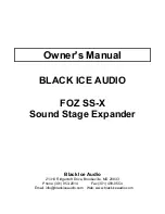 Black Ice Audio FOZ SS-X Owner'S Manual предпросмотр