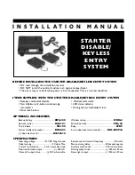 Preview for 1 page of Black Widow Security BW 752 Installation Manual