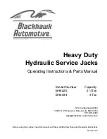 Preview for 1 page of Blackhawk Automotive BH6025 Operating Instructions And Parts Manual