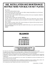 Blanco BCG603WXFFC Use, Installation And Maintenance Instructions preview