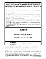 Blanco BCGC52 Use And Installation Instructions preview