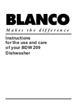 Preview for 1 page of Blanco BDW 209 Instructions For The Use And Care