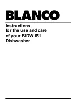 Preview for 1 page of Blanco BIDW 651 Instructions For Use And Care Manual