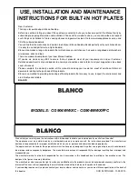 Preview for 1 page of Blanco CG904WWXC Use, Installation And Maintenance Instructions