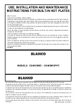 Preview for 1 page of Blanco CG905WXC Use, Installation And Maintenance Instructions