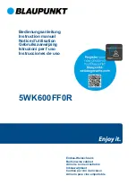 Blaupunkt 5WK600FF0R Instruction Manual preview