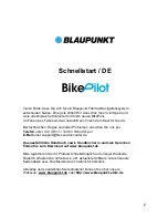 Предварительный просмотр 2 страницы Blaupunkt BikePilot Quick Start Manual