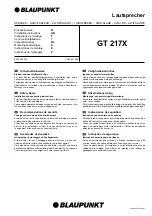 Blaupunkt GT 217X Installation Instructions preview