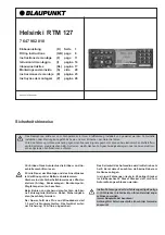 Blaupunkt HELSINKI RTM 127 Fitting Instructions Manual предпросмотр