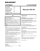 Blaupunkt Munchen RD 104 Fitting Instructions Manual предпросмотр