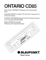 Blaupunkt Ontario CD85 Owner'S Record предпросмотр