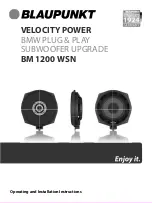 Preview for 1 page of Blaupunkt VELOCITY POWER BM 1200 WSN Operating And Installation Instructions