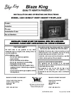 Blaze King 2205 Installation And Operating Instructions Manual preview