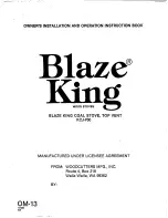 Blaze King KCJ-700 Owners Installation & Operating Instructions preview