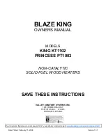 Preview for 1 page of Blaze King KING KT1102 Owner'S Manual