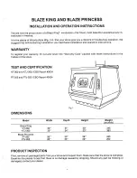 Предварительный просмотр 2 страницы Blaze King KT-302 Owner'S Installation And Operation Book