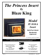 Blaze King The Princess PI 1010A User Manual preview