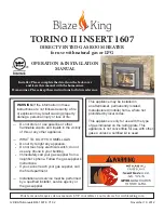 Предварительный просмотр 1 страницы Blaze King Torino II Insert 1607 Operation & Installation Manual