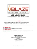 Blaze Outdoor Products BLZ-20-KAMADO Use & Care Manual preview