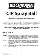 Blichmann Engineering CIP Spray Ball Assembly Operation Maintenance preview