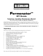 Blichmann Engineering Fermenator F3-14 NPT Operation, Assembly & Maintenance Manual preview