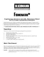 Preview for 1 page of Blichmann Engineering Fermentator F3-42 Supplementary Operation, Assembly, Maintenance Manual